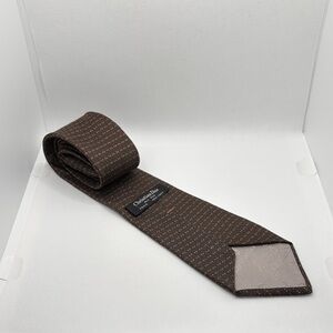 Christian Dior All Silk Paris New York Dark Brown Patterned Men's Tie